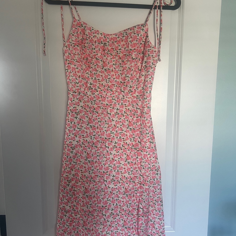 Pink Floral Midi Dress